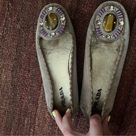 PRADA suede flat with tigers eye - Picture 2 of 3